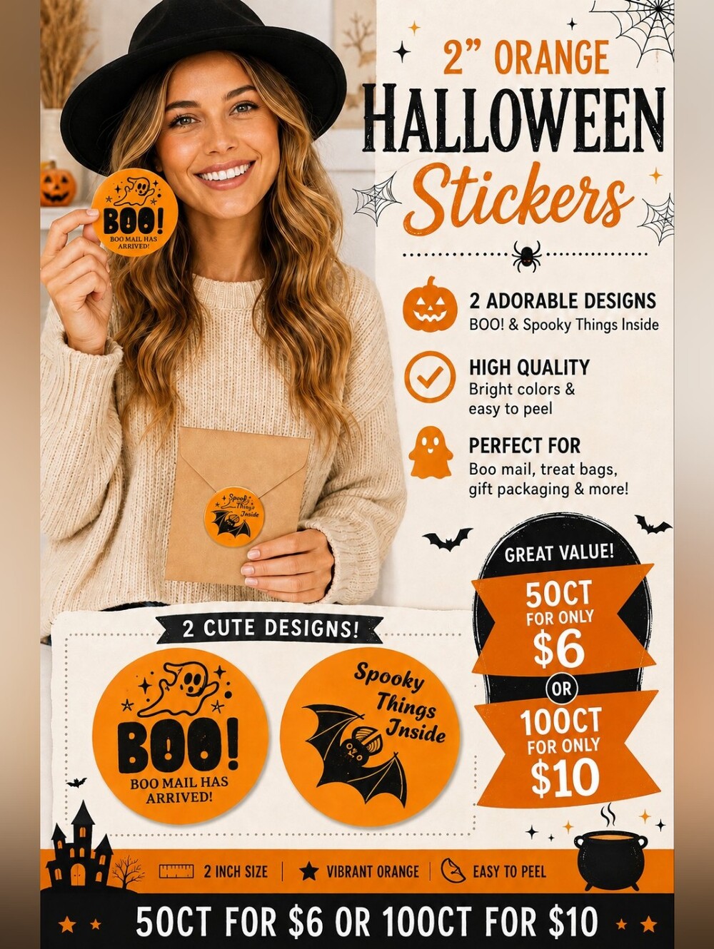 Halloween Stickers 2in - CUSTOM TO $10 FOR 100